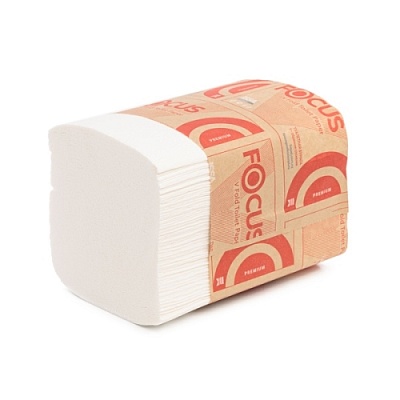 Туалетная бумага 2-слойная 23х10.8см Focus листовая, V сложение, T3, 250 шт. 5083735 (х1/15) [упаковка]