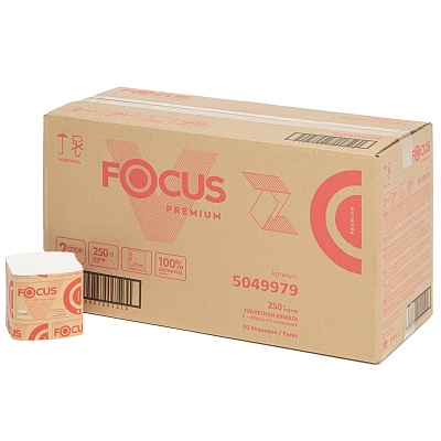 Туалетная бумага 2-слойная 23х10.8см Focus листовая, V сложение, T3, 250 шт. 5083735 (х1/15) [упаковка]