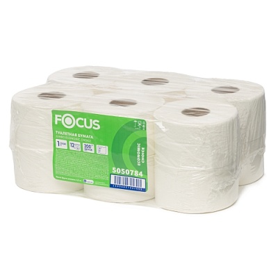 Туалетная бумага 1-слойная метраж 200 Focus Eco Jumbo T2 5050784 (х1/12) [упаковка]