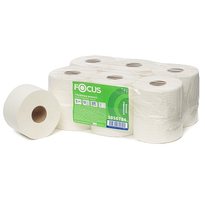 Туалетная бумага 1-слойная метраж 200 Focus Eco Jumbo T2 5050784 (х1/12) [упаковка]